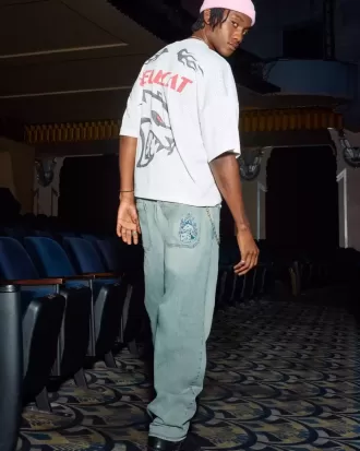 Light Wash Embroidered Dice Skater Baggy Jeans Light Wash Embroidered Dice Skater Baggy Jeans