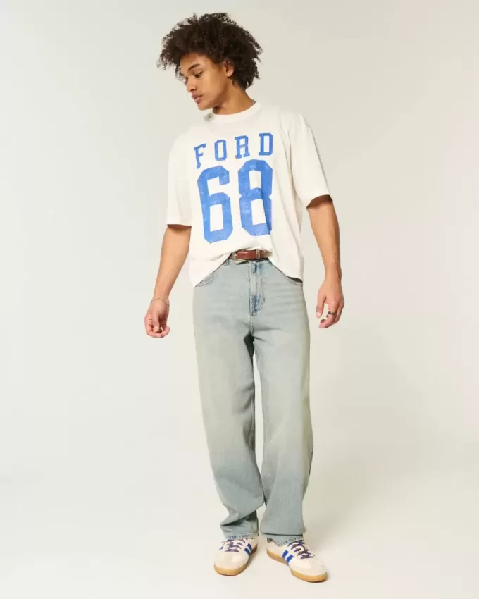 Light Wash Embroidered Dice Skater Baggy Jeans Light Wash Embroidered Dice Skater Baggy Jeans