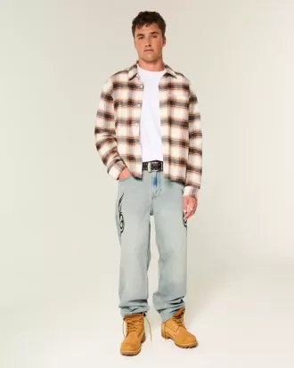 Light Wash Graphic Baggy Jeans