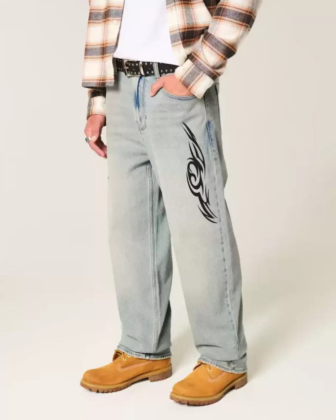 Light Wash Graphic Baggy Jeans Light Wash Graphic Baggy Jeans