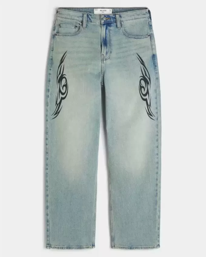 Light Wash Graphic Baggy Jeans Light Wash Graphic Baggy Jeans