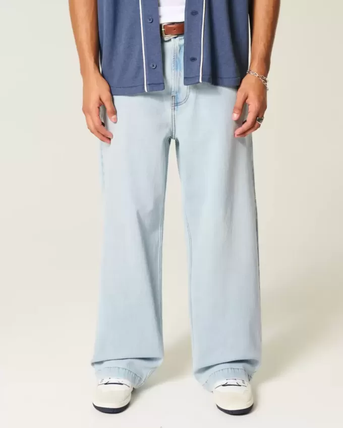 Light Wash New York Graphic Super Baggy Jeans Light Wash New York Graphic Super Baggy Jeans