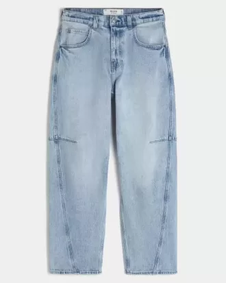 Light Wash Seamed Skater Baggy Jeans
