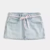 Light Wash Shoelace Denim Mini Skort Light Wash Shoelace Denim Mini Skort