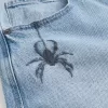 Light Wash Spider Graphic Super Baggy Jeans Light Wash Spider Graphic Super Baggy Jeans