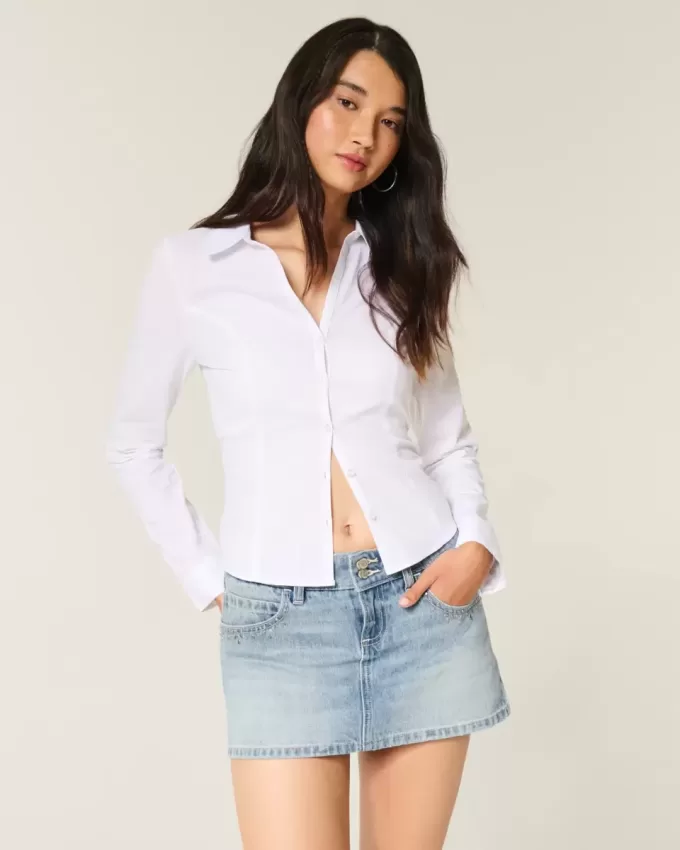 Light Wash Studded Denim Mini Skort Light Wash Studded Denim Mini Skort