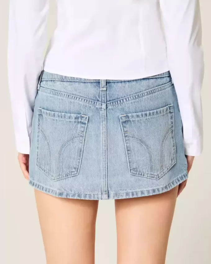Light Wash Studded Denim Mini Skort Light Wash Studded Denim Mini Skort