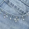 Light Wash Studded Denim Mini Skort Light Wash Studded Denim Mini Skort