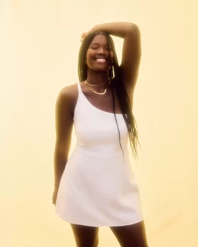 Linen-Blend Asymmetrical Mini Dress Linen-Blend Asymmetrical Mini Dress