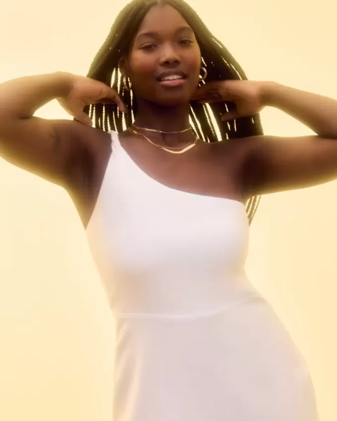 Linen-Blend Asymmetrical Mini Dress Linen-Blend Asymmetrical Mini Dress