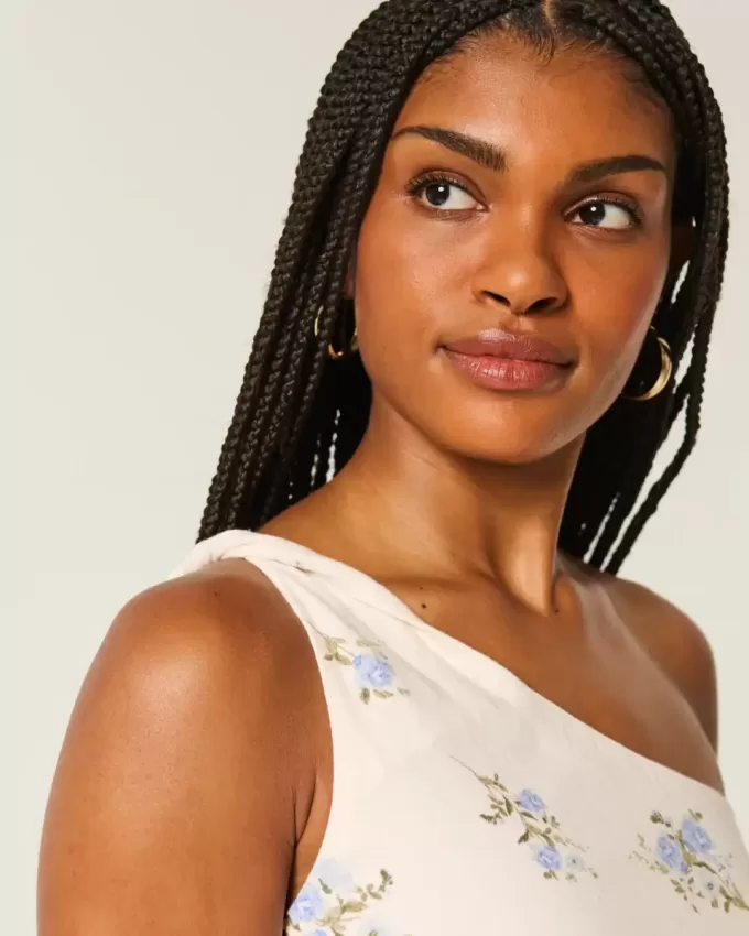 Linen-Blend Asymmetrical Mini Dress Linen-Blend Asymmetrical Mini Dress