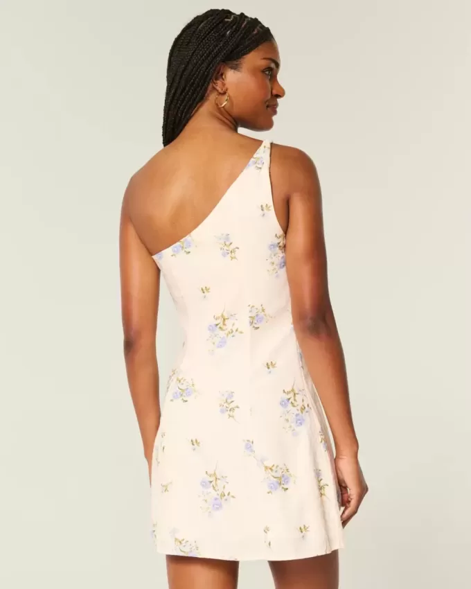 Linen-Blend Asymmetrical Mini Dress Linen-Blend Asymmetrical Mini Dress