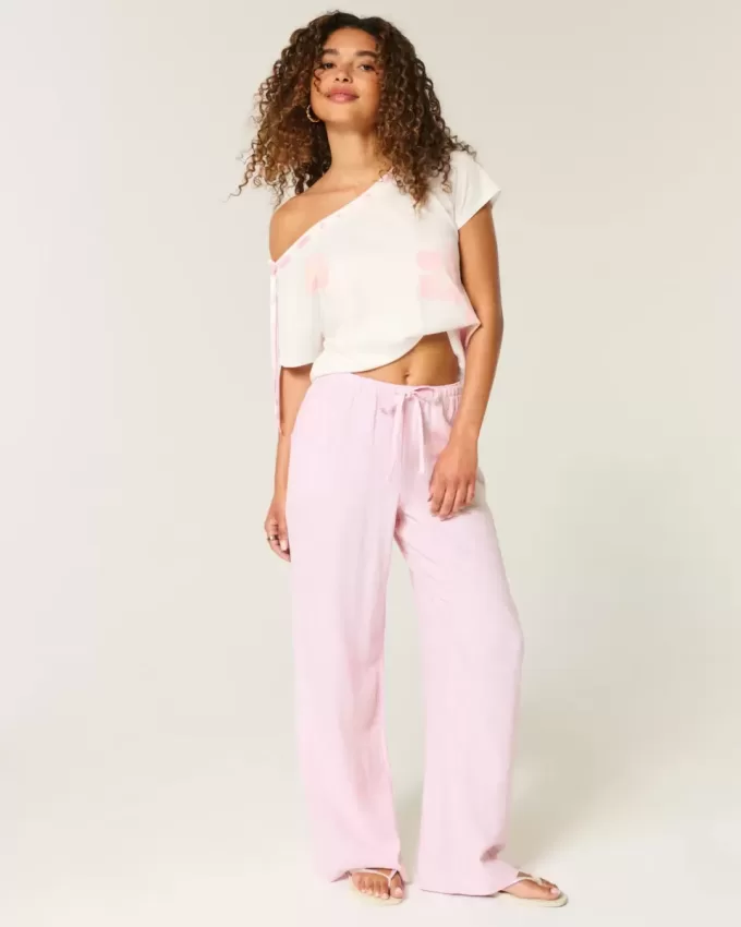 Linen-Blend Baggy Pull-On Pants Linen-Blend Baggy Pull-On Pants