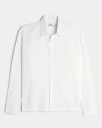 Linen-Blend Button-Through Shirt