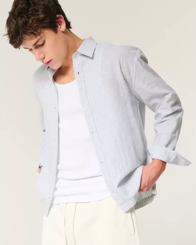 Linen-Blend Button-Through Shirt Linen-Blend Button-Through Shirt