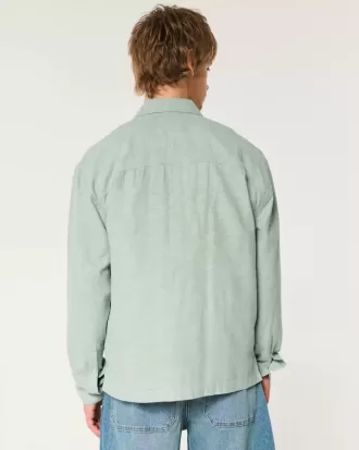 Linen-Blend Button-Through Shirt