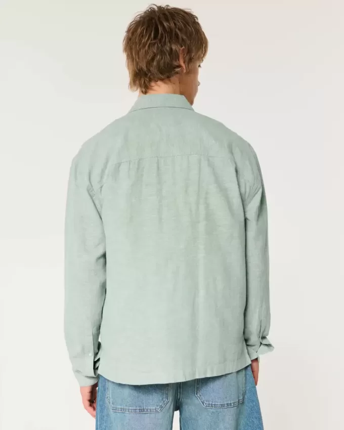 Linen-Blend Button-Through Shirt Linen-Blend Button-Through Shirt