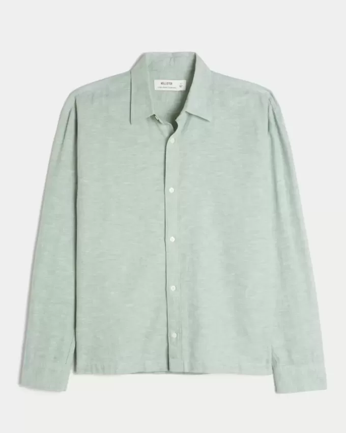 Linen-Blend Button-Through Shirt Linen-Blend Button-Through Shirt