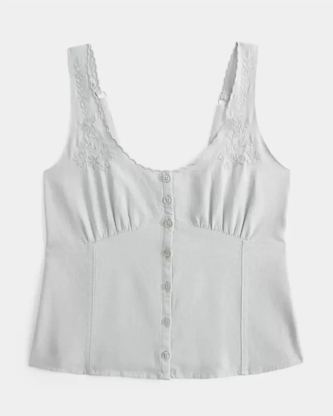 Linen Blend Button-Through Top Linen Blend Button-Through Top