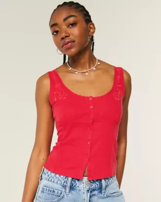 Linen Blend Button-Through Top