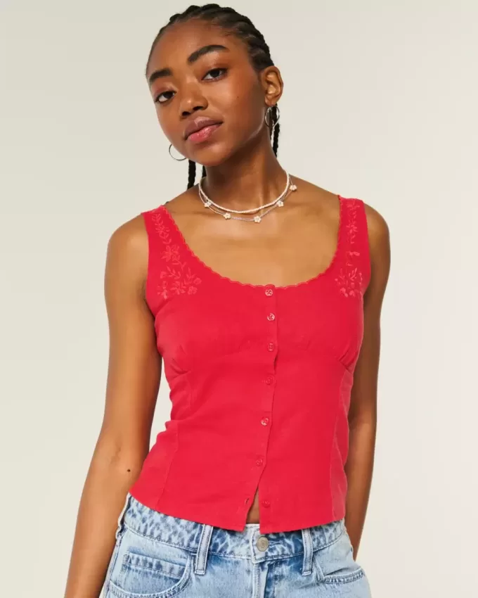 Linen Blend Button-Through Top Linen Blend Button-Through Top