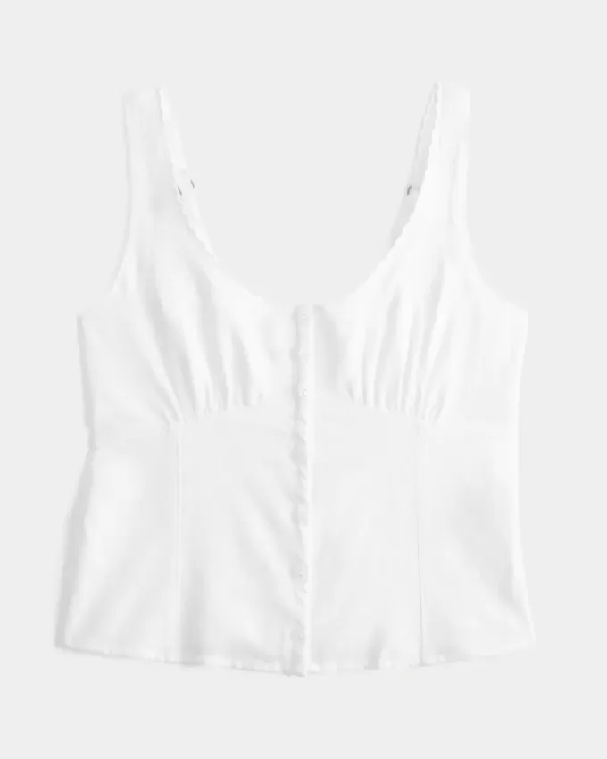 Linen Blend Button-Through Top Linen Blend Button-Through Top