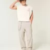 Linen-Blend Flex Waist Baggy Pants Linen-Blend Flex Waist Baggy Pants