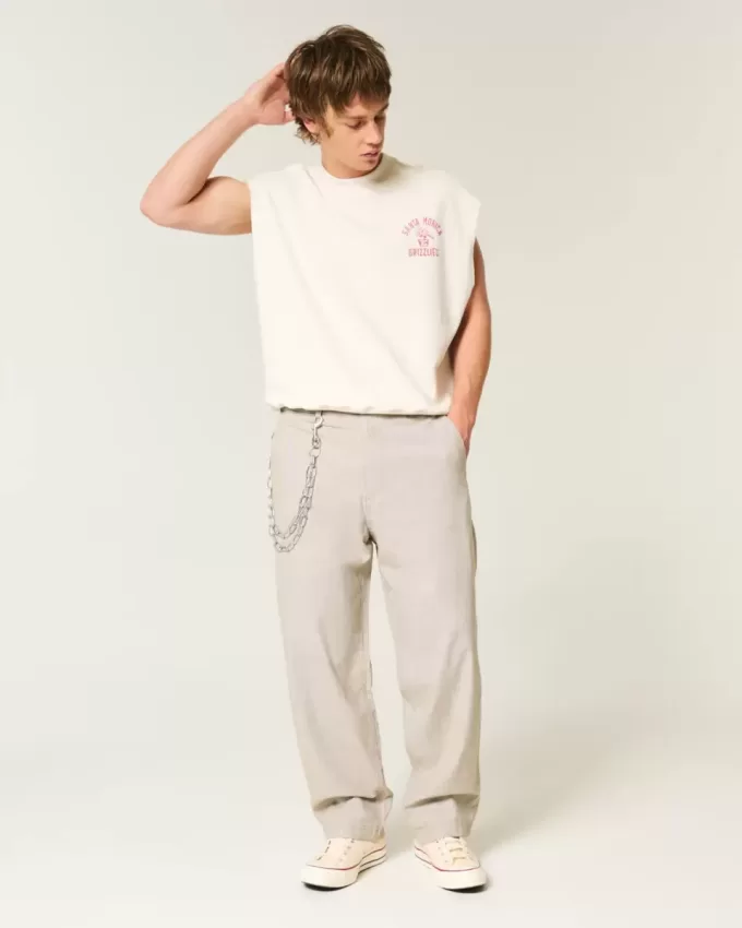 Linen-Blend Flex Waist Baggy Pants Linen-Blend Flex Waist Baggy Pants