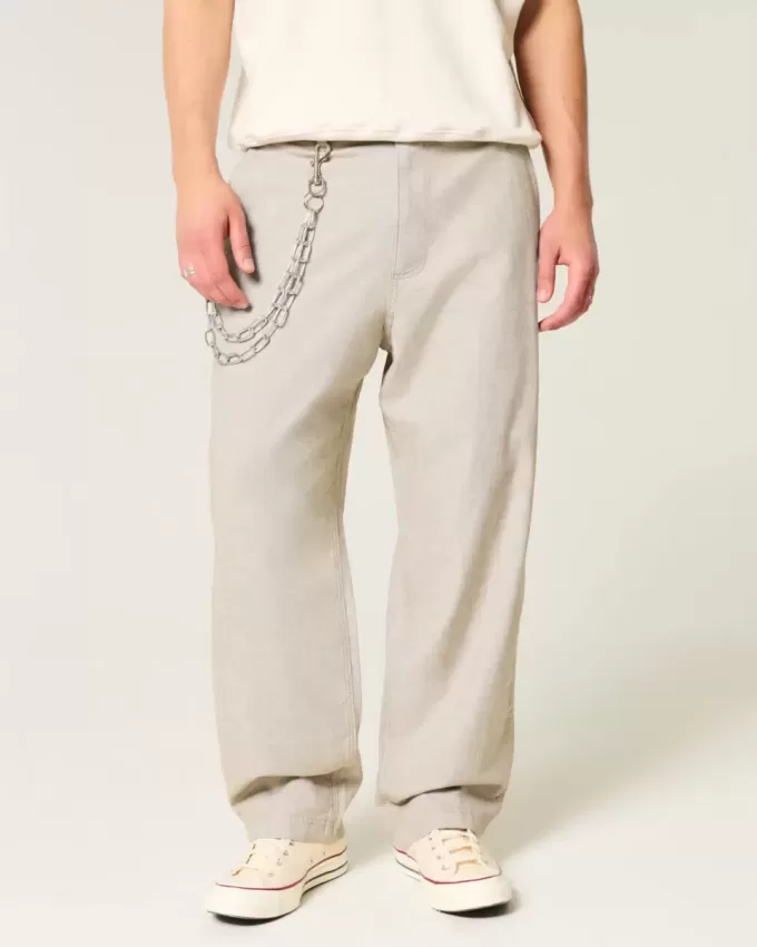 Linen-Blend Flex Waist Baggy Pants Linen-Blend Flex Waist Baggy Pants