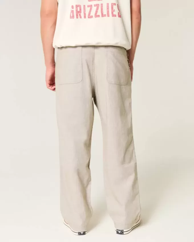 Linen-Blend Flex Waist Baggy Pants Linen-Blend Flex Waist Baggy Pants