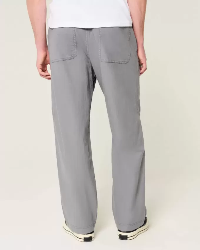 Linen-Blend Flex Waist Baggy Pants