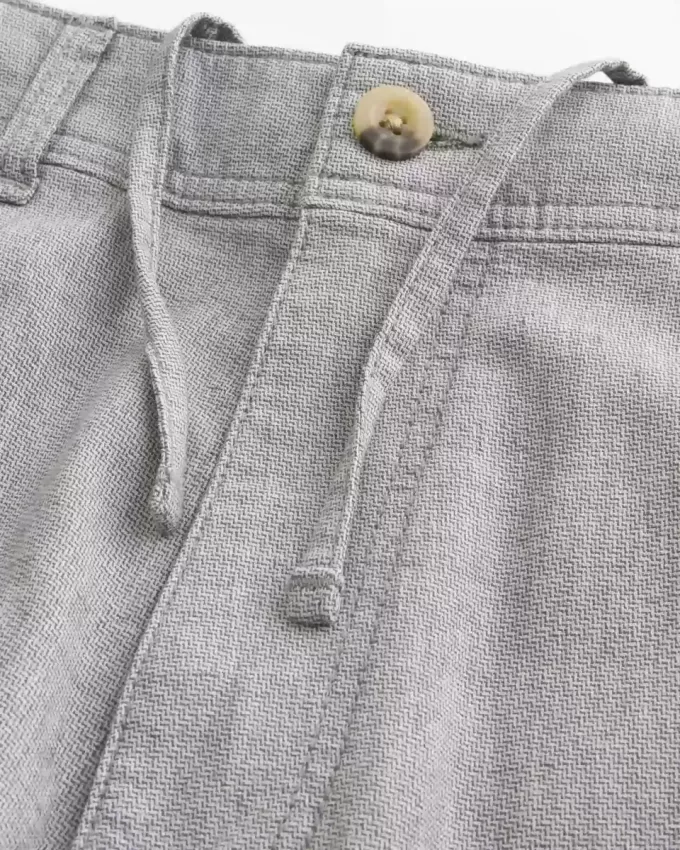 Linen-Blend Flex-Waist Baggy Pants