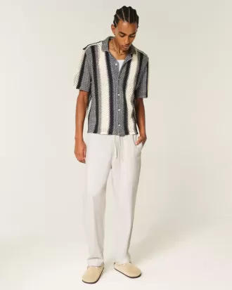 Linen-Blend Loose Pull-On Pants