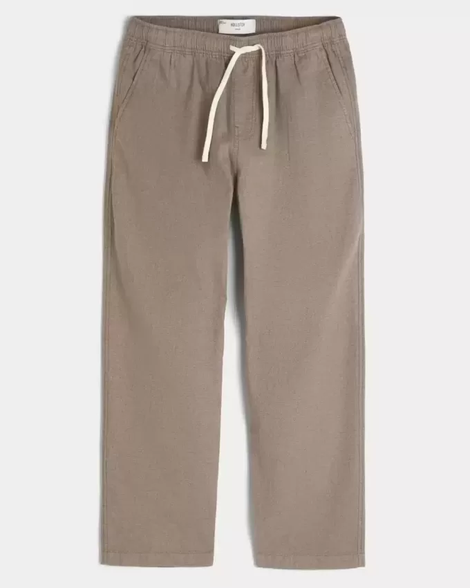 Linen-Blend Loose Pull-On Pants