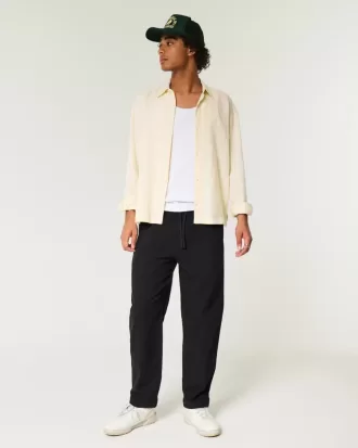 Linen-Blend Loose Pull-On Pants
