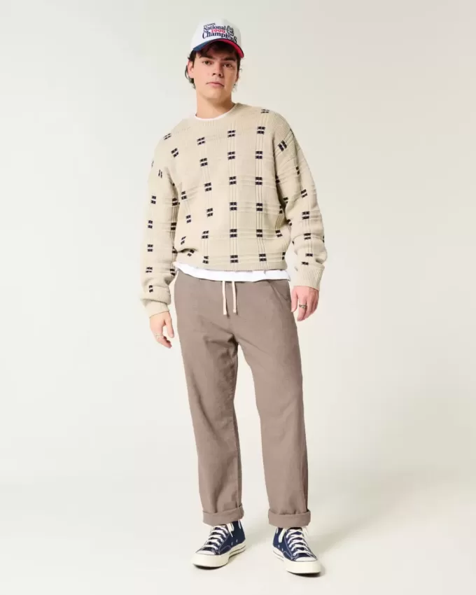 Linen-Blend Loose Pull-On Pants