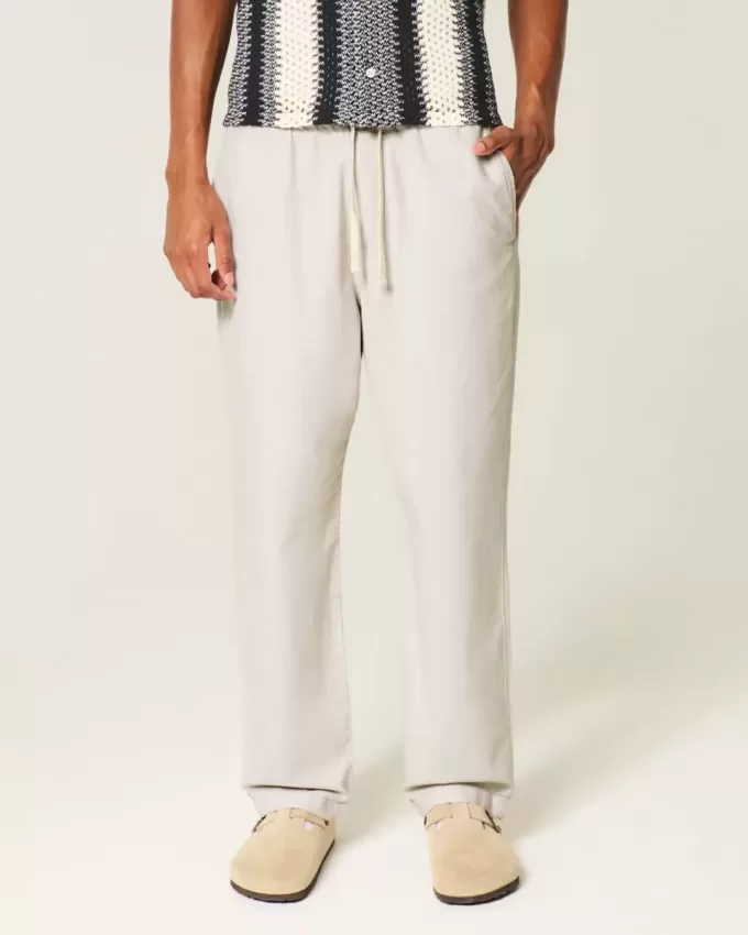 Linen-Blend Loose Pull-On Pants Linen-Blend Loose Pull-On Pants