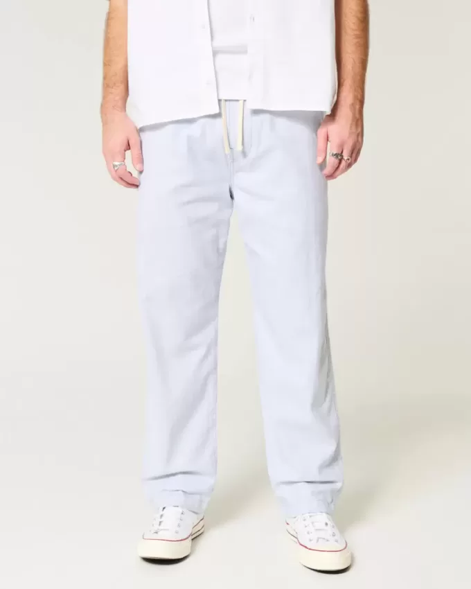 Linen-Blend Loose Pull-On Pants