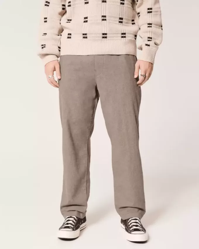Linen-Blend Loose Pull-On Pants