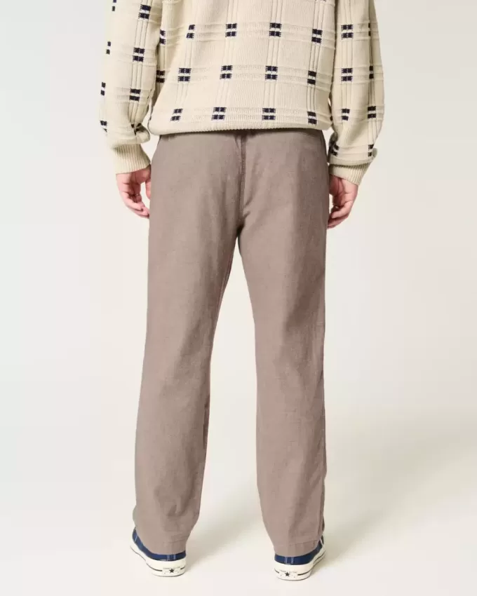 Linen-Blend Loose Pull-On Pants