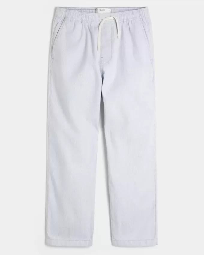 Linen-Blend Loose Pull-On Pants