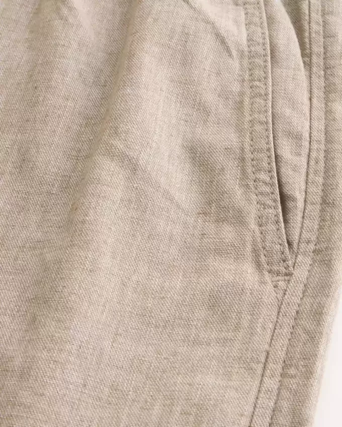 Linen-Blend Loose Pull-On Pants
