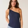 Linen-Blend One-Shoulder Top Linen-Blend One-Shoulder Top