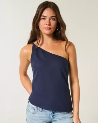 Linen-Blend One-Shoulder Top Linen-Blend One-Shoulder Top