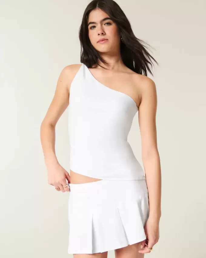 Linen-Blend One-Shoulder Top Linen-Blend One-Shoulder Top