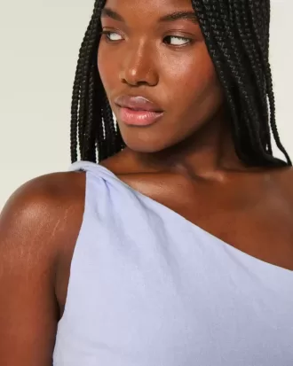 Linen-Blend One-Shoulder Top Linen-Blend One-Shoulder Top