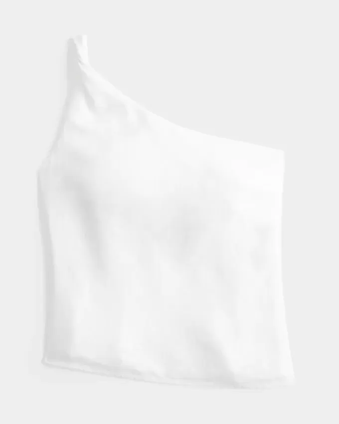 Linen-Blend One-Shoulder Top Linen-Blend One-Shoulder Top