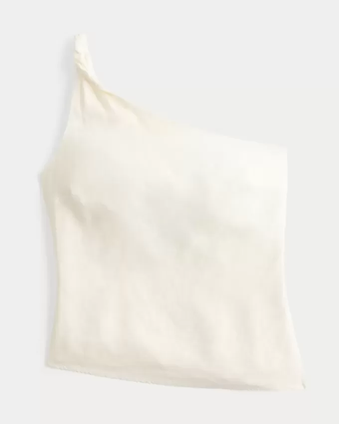 Linen-Blend One-Shoulder Top Linen-Blend One-Shoulder Top