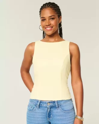 Linen-Blend Open-Back Top