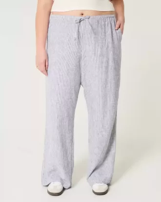 Linen-Blend Pull-On Baggy Pants